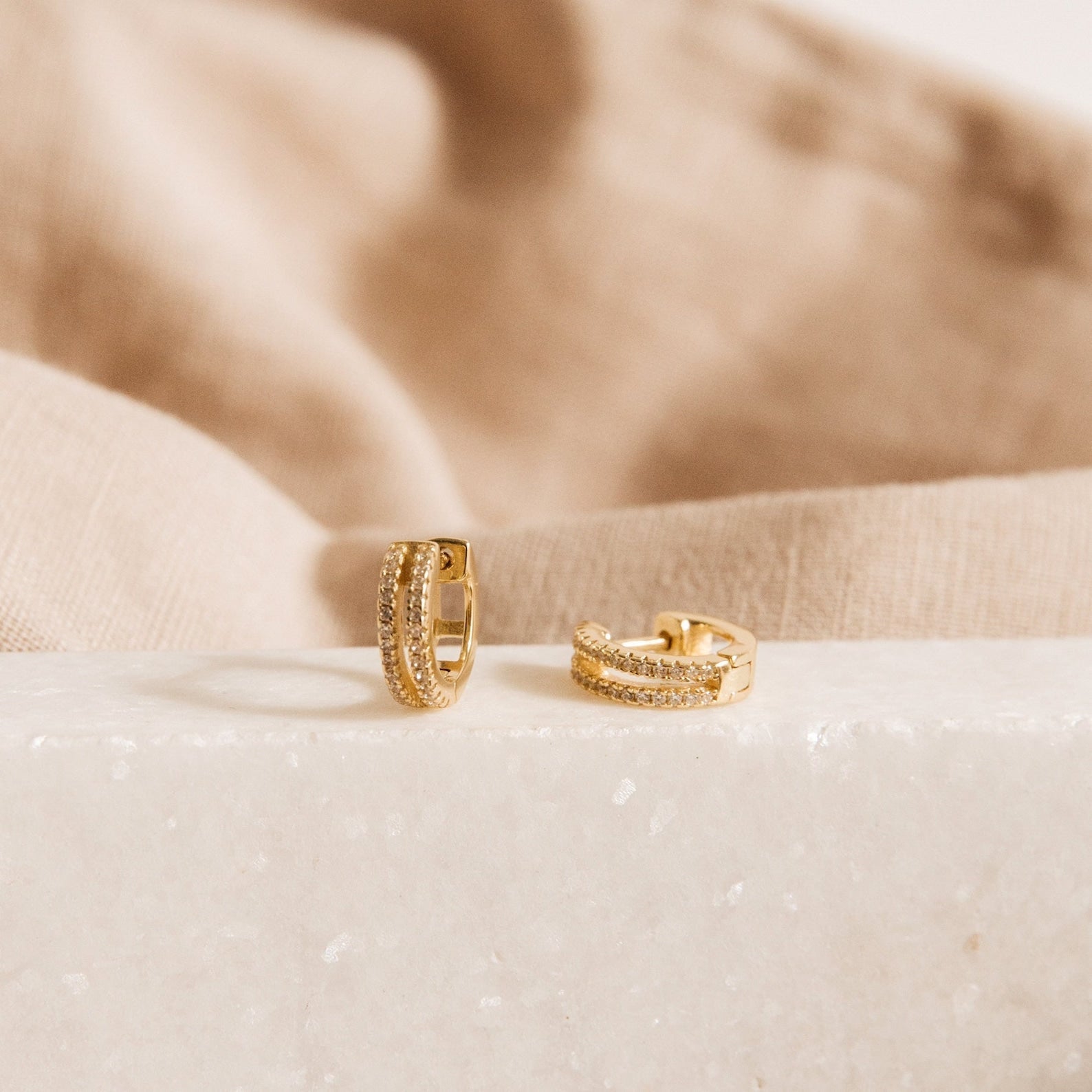 Eternal Sparkle: Ashley Duo PavΓ© Huggie Earrings